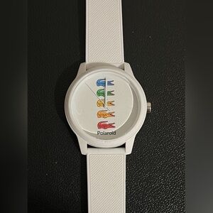 Men’s Lacoste flexy band watch.